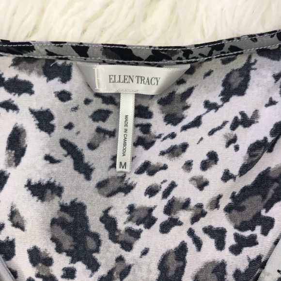 Sexy Leopard Print Wrap Dress Midi Size Medium Ellen Tracy Date Night or Work - Picture 8 of 14